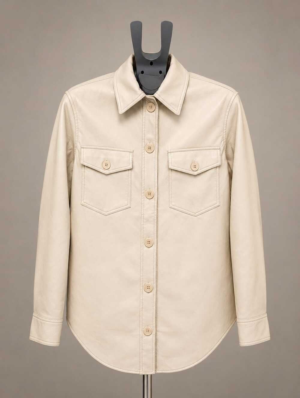 Wilfred Faux Leather Shirt Jacket 2XS - Cream